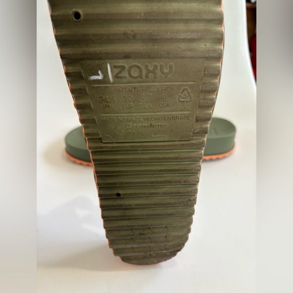 Zaxy Partner lii slides green size 8 jelly strap Arizona style big buckle - Picture 8 of 9